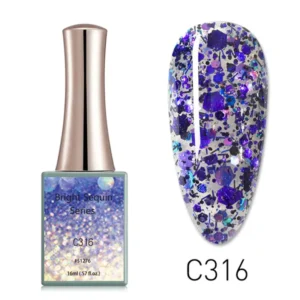 Esmalte CANNI 16ml Bright Sequin Series C316 — gel semipermanente libre de TPO y DMPT, INVIMA Colombia