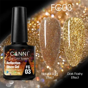 CANNI Reflective Disco Gel FG03 — gel semipermanente libre de TPO y DMPT, INVIMA Colombia
