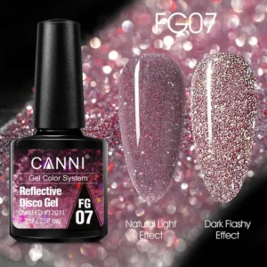 CANNI Reflective Disco Gel FG07 — gel semipermanente libre de TPO y DMPT, INVIMA Colombia